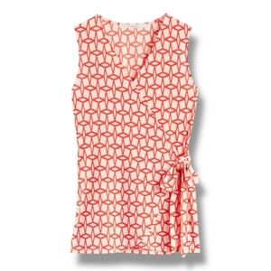 41 Hawthorn Geometric Coral Wrap Top